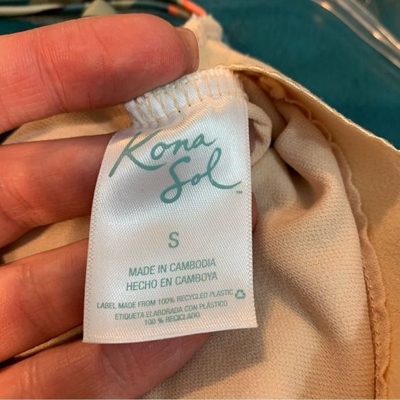 Kona Sol Medium Coverage Green Multi Tropical One Piece Swimsuit S 4 6 NEW - Picture 6 of 11